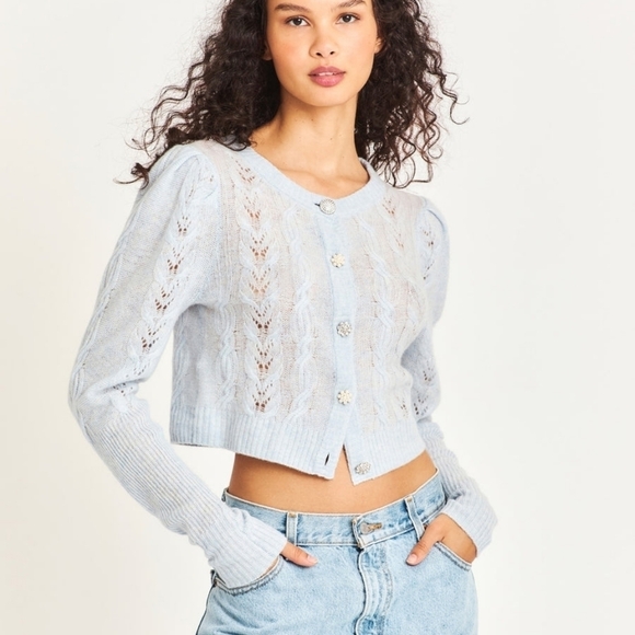LoveShackFancy Birch Cardigan in Bluebell size XS NWT - Picture 3 of 14